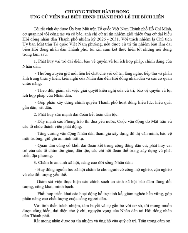 Tóm tắt tiểu sử bà Lê Thị Bích Liên ứng cử Hội đồng nhân dân TP. Hồ Chí Minh Khóa XI - Ảnh 2.
