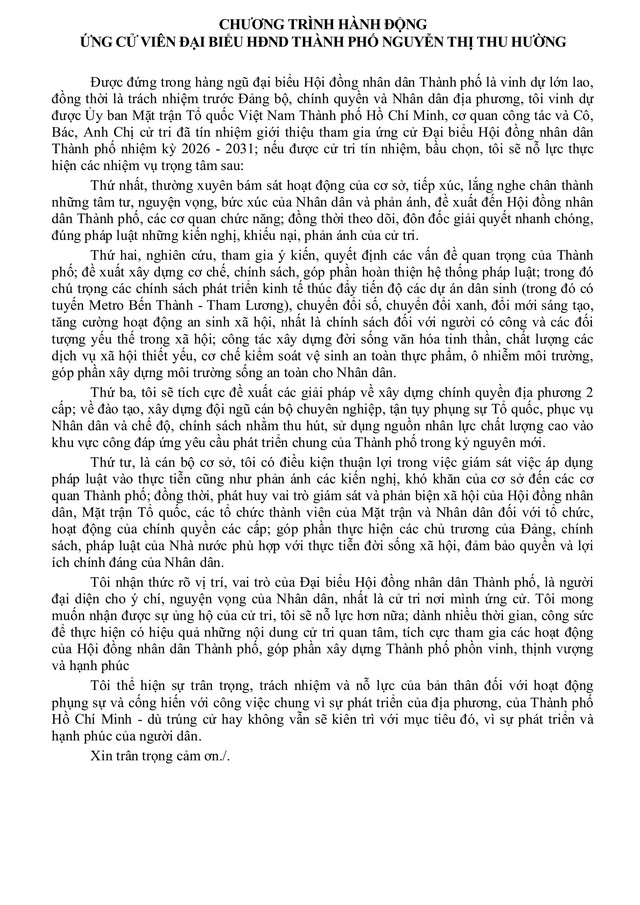 Tóm tắt tiểu sử bà Nguyễn Thị Thu Hường ứng cử Hội đồng nhân dân TP. Hồ Chí Minh Khóa XI - Ảnh 2.