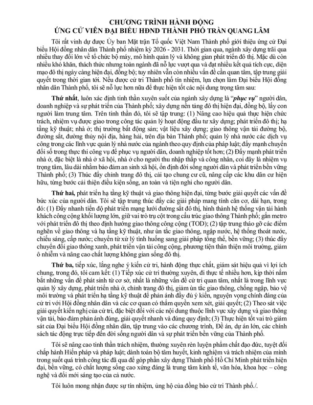 Tóm tắt tiểu sử ông Trần Quang Lâm ứng cử Hội đồng nhân dân TP. Hồ Chí Minh Khóa XI - Ảnh 2.