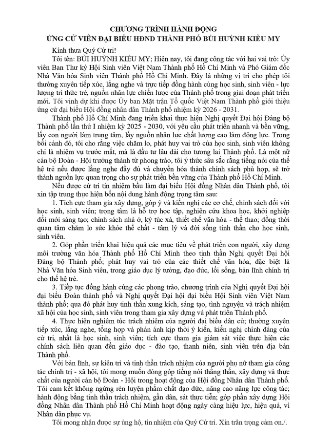 Tóm tắt tiểu sử bà Bùi Huỳnh Kiều My ứng cử Hội đồng nhân dân TP. Hồ Chí Minh Khóa XI - Ảnh 2.