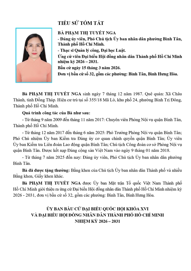 Tóm tắt tiểu sử ông/bà XXX ứng cử Hội đồng nhân dân TP. Hồ Chí Minh Khóa XI - Ảnh 1.