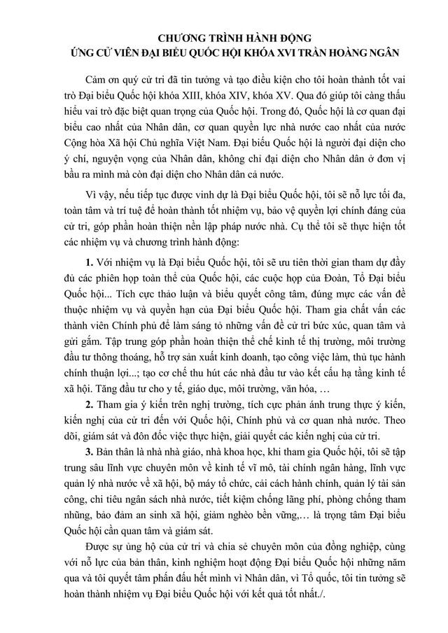 Tóm tắt tiểu sử ông Trần Hoàng Ngân ứng cử Đại biểu Quốc hội Khóa XVI - Ảnh 2.