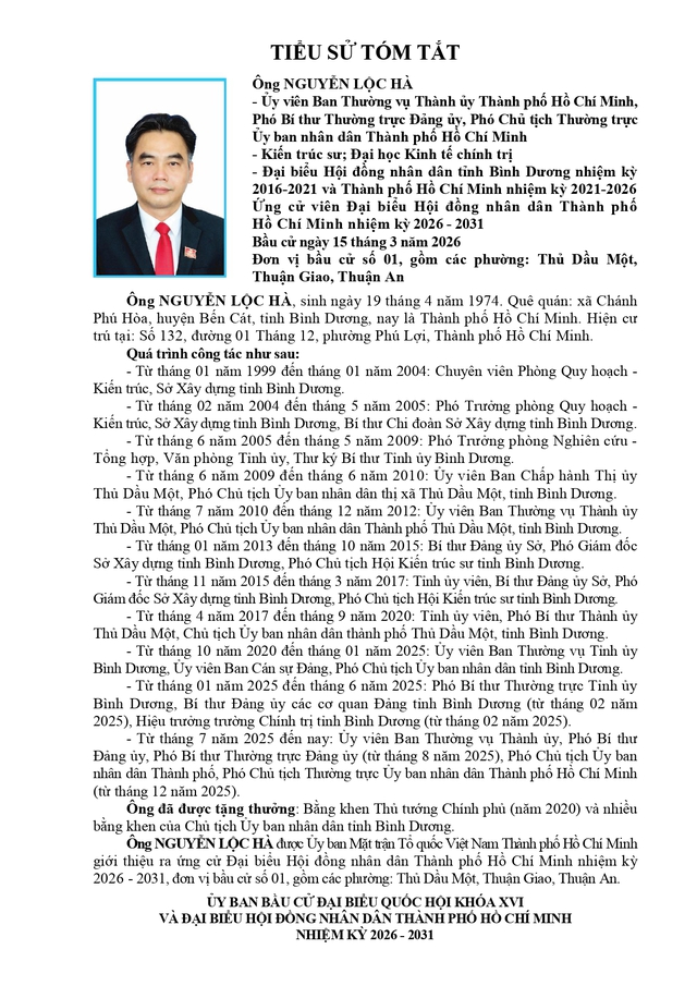 Chương trình hành động Ứng cử viên Đại biểu Hội đồng nhân dân TP. Hồ Chí Minh Khóa XI Nguyễn Lộc Hà - Ảnh 1.