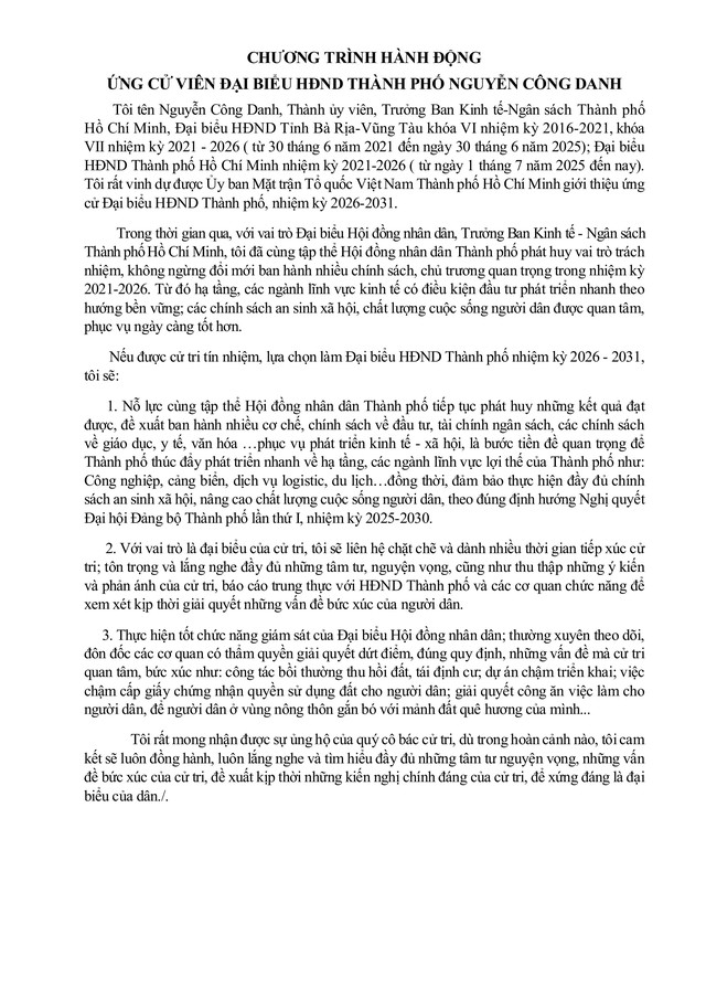 Tóm tắt tiểu sử ông Nguyễn Công Danh ứng cử Hội đồng nhân dân TP. Hồ Chí Minh Khóa XI - Ảnh 2.