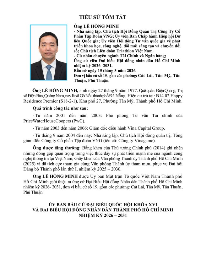 Tóm tắt tiểu sử ông/bà XXX ứng cử Hội đồng nhân dân TP. Hồ Chí Minh Khóa XI - Ảnh 1.