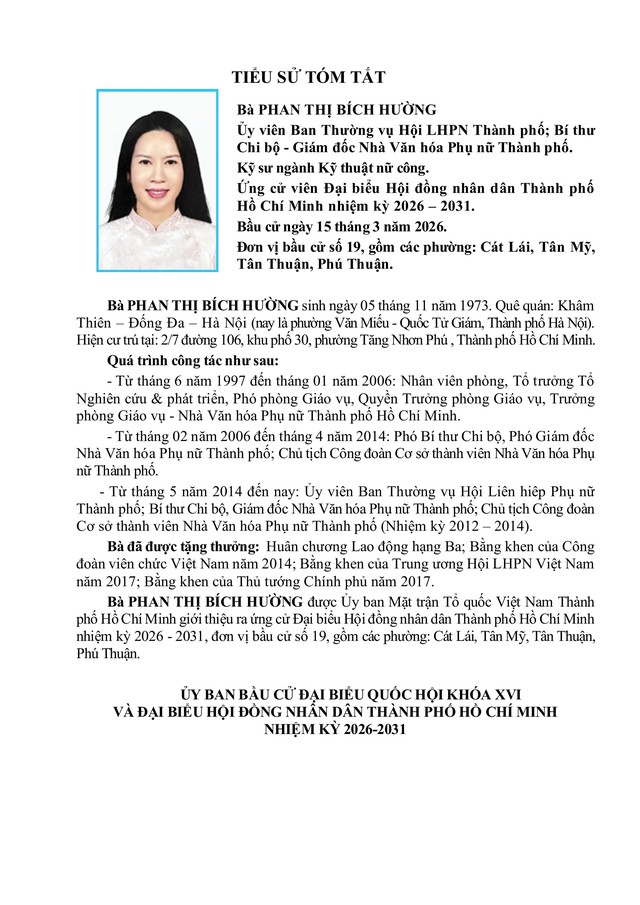 Tóm tắt tiểu sử ông/bà XXX ứng cử Hội đồng nhân dân TP. Hồ Chí Minh Khóa XI - Ảnh 1.