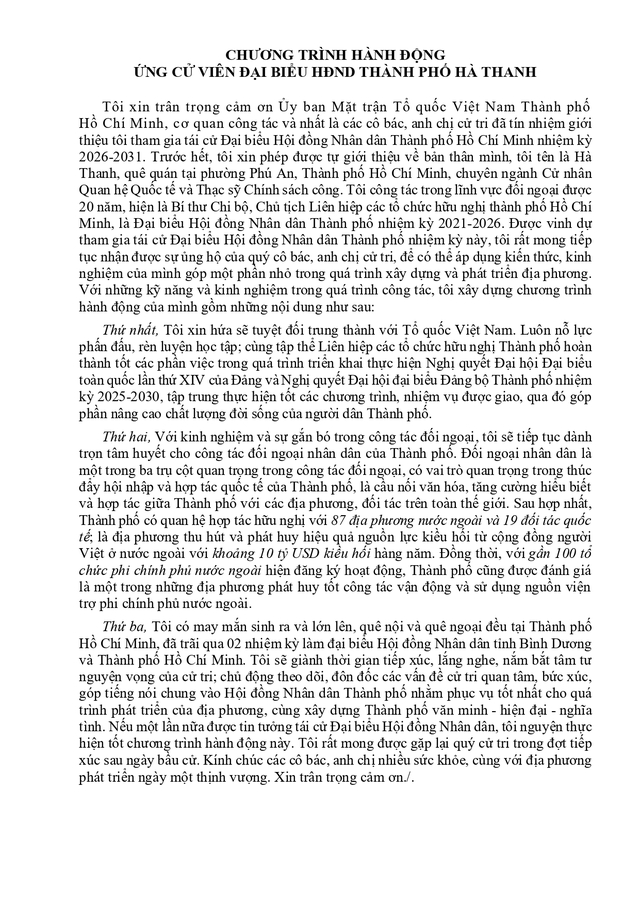 Tóm tắt tiểu sử bà Hà Thanh ứng cử Hội đồng nhân dân TP. Hồ Chí Minh Khóa XI - Ảnh 2.