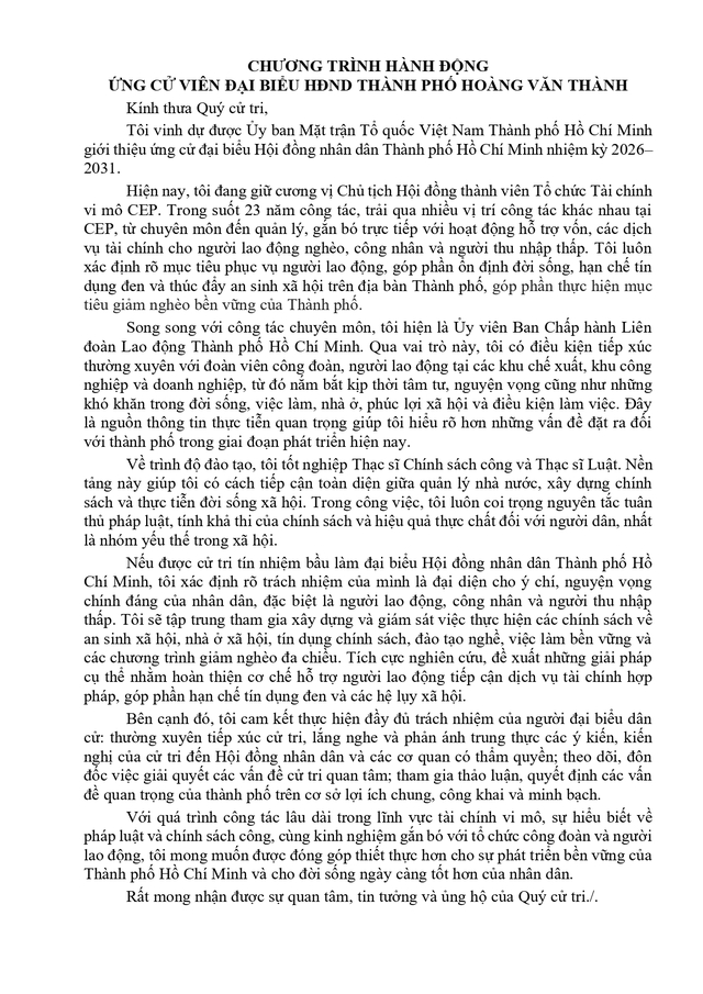 Tóm tắt tiểu sử ông Hoàng Văn Thành ứng cử Hội đồng nhân dân TP. Hồ Chí Minh Khóa XI - Ảnh 2.