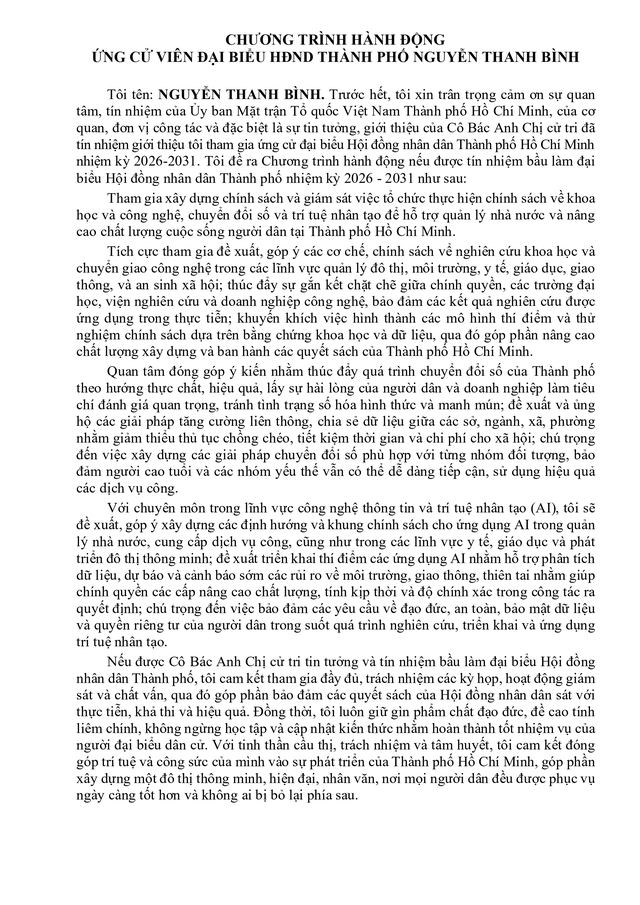 Tóm tắt tiểu sử ông Nguyễn Thanh Bình ứng cử Hội đồng nhân dân TP. Hồ Chí Minh Khóa XI - Ảnh 2.