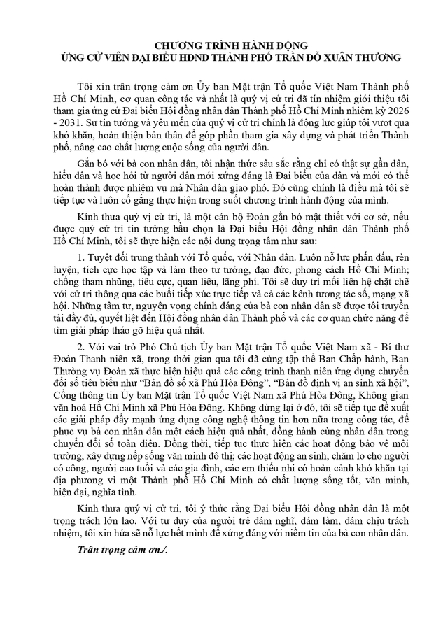 Tóm tắt tiểu sử bà Trần Đỗ Xuân Thương ứng cử Hội đồng nhân dân TP. Hồ Chí Minh Khóa XI - Ảnh 2.