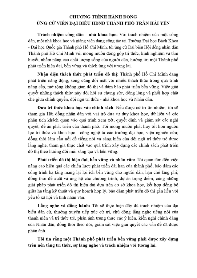 Tóm tắt tiểu sử bà Trần Hải Yến ứng cử Hội đồng nhân dân TP. Hồ Chí Minh Khóa XI - Ảnh 2.