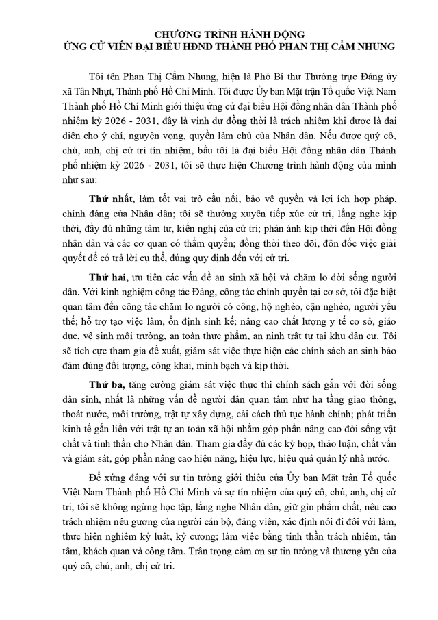 Tóm tắt tiểu sử bà Phan Thị Cẩm Nhung ứng cử Hội đồng nhân dân TP. Hồ Chí Minh Khóa XI - Ảnh 2.