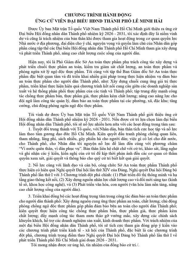 Tóm tắt tiểu sử ông Lê Minh Hải ứng cử Hội đồng nhân dân TP. Hồ Chí Minh Khóa XI - Ảnh 2.