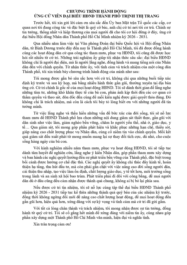 Tóm tắt tiểu sử bà Trịnh Thị Trang ứng cử Hội đồng nhân dân TP. Hồ Chí Minh Khóa XI - Ảnh 2.
