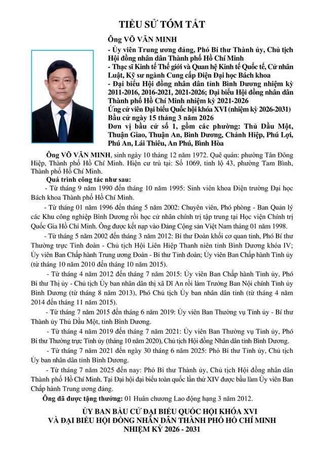 Tóm tắt tiểu sử ông Võ Văn Minh ứng cử Đại biểu Quốc hội Khóa XVI - Ảnh 1.