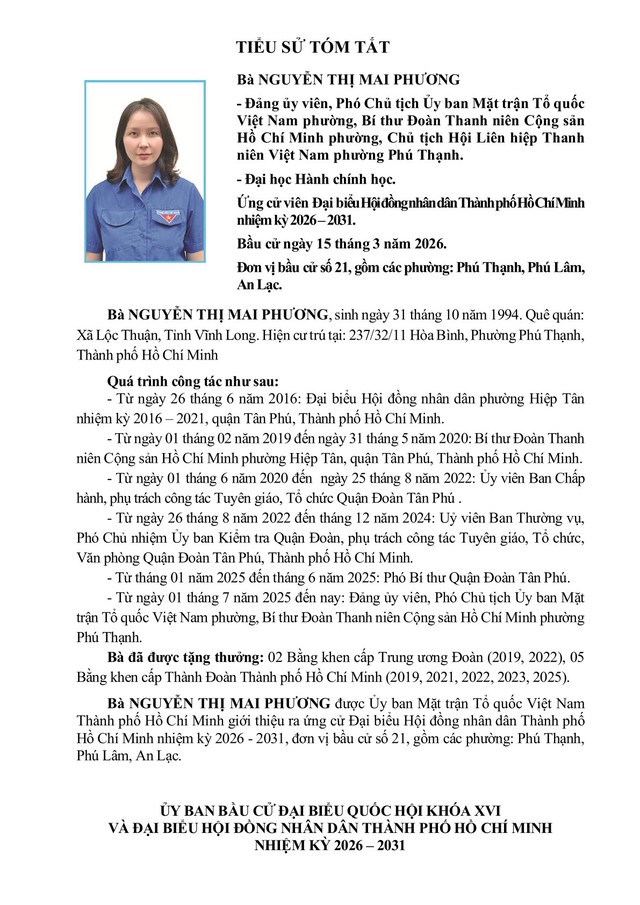 Tóm tắt tiểu sử ông/bà XXX ứng cử Hội đồng nhân dân TP. Hồ Chí Minh Khóa XI - Ảnh 1.