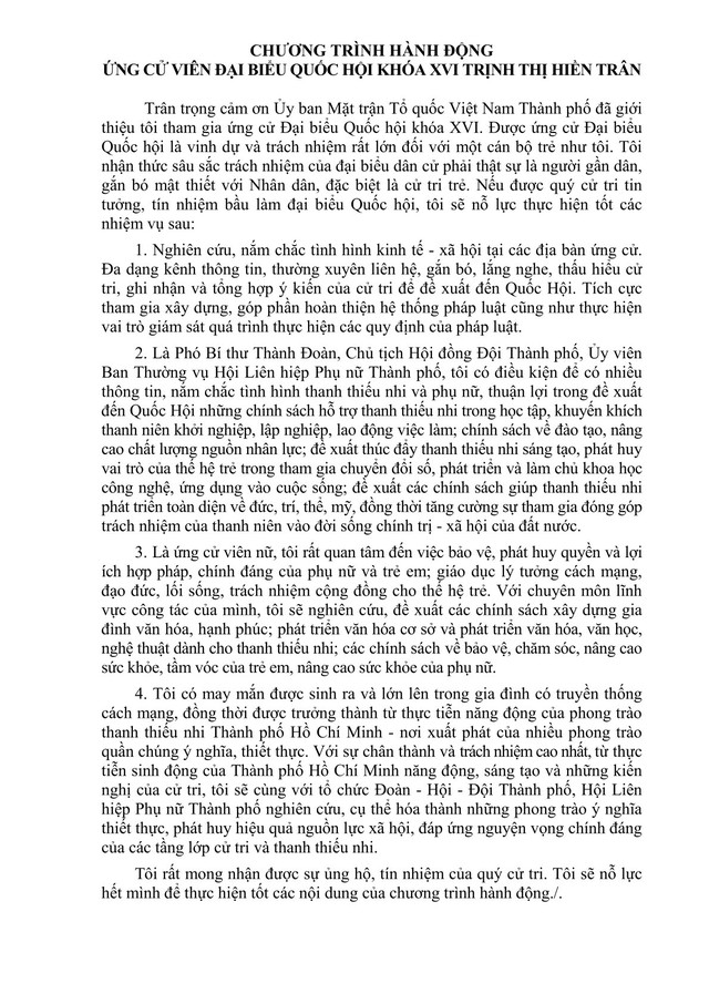 Tóm tắt tiểu sử bà Trịnh Thị Hiền Trân ứng cử Đại biểu Quốc hội Khóa XVI - Ảnh 2.