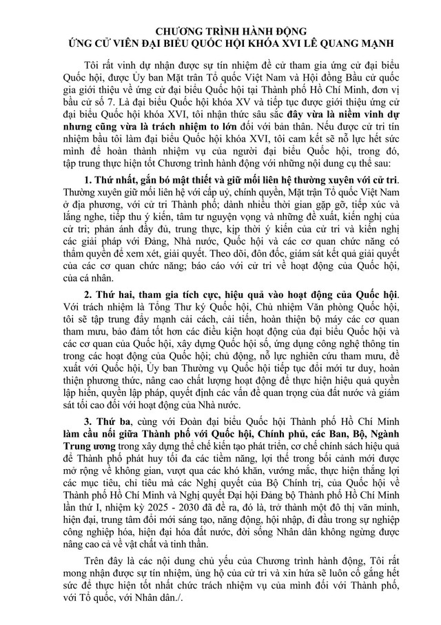 Tóm tắt tiểu sử ông Lê Quang Mạnh ứng cử Đại biểu Quốc hội Khóa XVI - Ảnh 2.