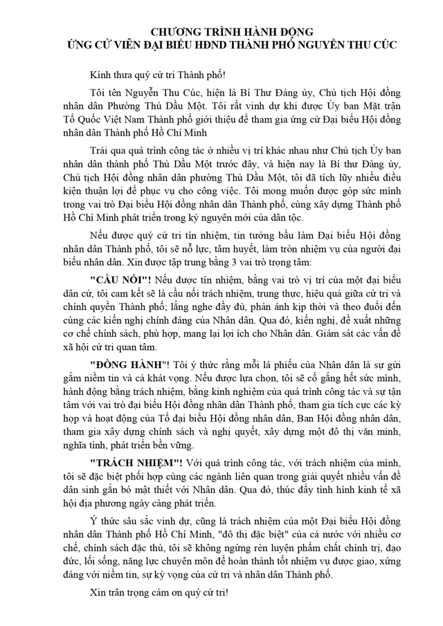 Tóm tắt tiểu sử bà Nguyễn Thu Cúc ứng cử Hội đồng nhân dân TP. Hồ Chí Minh Khóa XI - Ảnh 1.