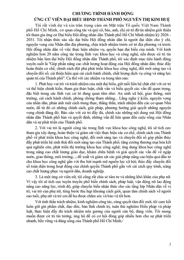 Tóm tắt tiểu sử bà Nguyễn Thị Kim Huệ ứng cử Hội đồng nhân dân TP. Hồ Chí Minh Khóa XI- Ảnh 2.