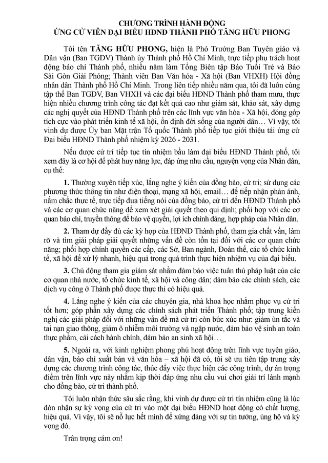 Tóm tắt tiểu sử ông Tăng Hữu Phong ứng cử Hội đồng nhân dân TP. Hồ Chí Minh Khóa XI - Ảnh 2.