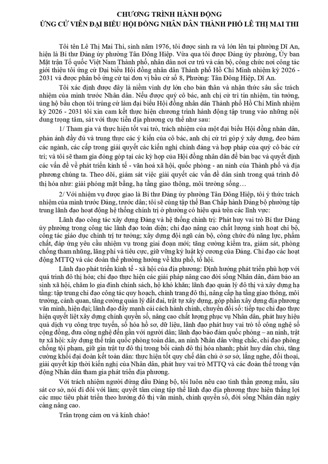 Tóm tắt tiểu sử bà Lê Thị Mai Thi ứng cử Hội đồng nhân dân TP. Hồ Chí Minh Khóa XI- Ảnh 2. Tóm tắt tiểu sử bà Lê Thị Mai Thi ứng cử Hội đồng nhân dân TP. Hồ Chí Minh Khóa XI- Ảnh 2.