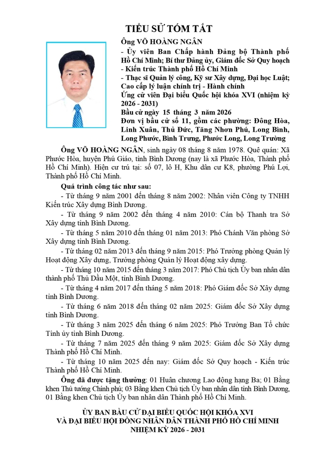 Tóm tắt tiểu sử ông Võ Hoàng Ngân ứng cử Đại biểu Quốc hội Khóa XVI - Ảnh 1.