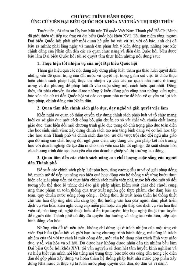 Tóm tắt tiểu sử bà Trần Thị Diệu Thúy ứng cử Đại biểu Quốc hội Khóa XVI - Ảnh 2.