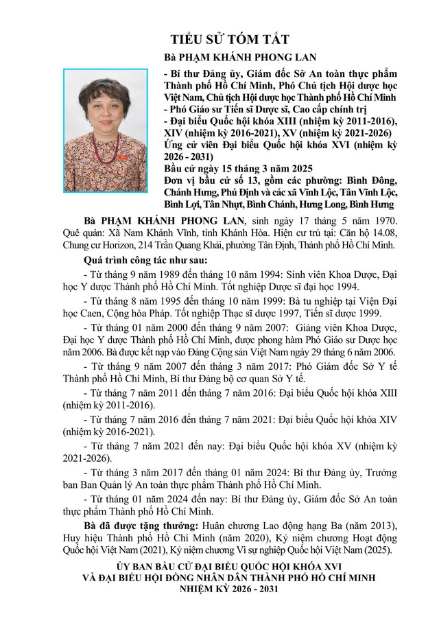 Tóm tắt tiểu sử bà Phạm Khánh Phong Lan ứng cử Đại biểu Quốc hội Khóa XVI - Ảnh 1.