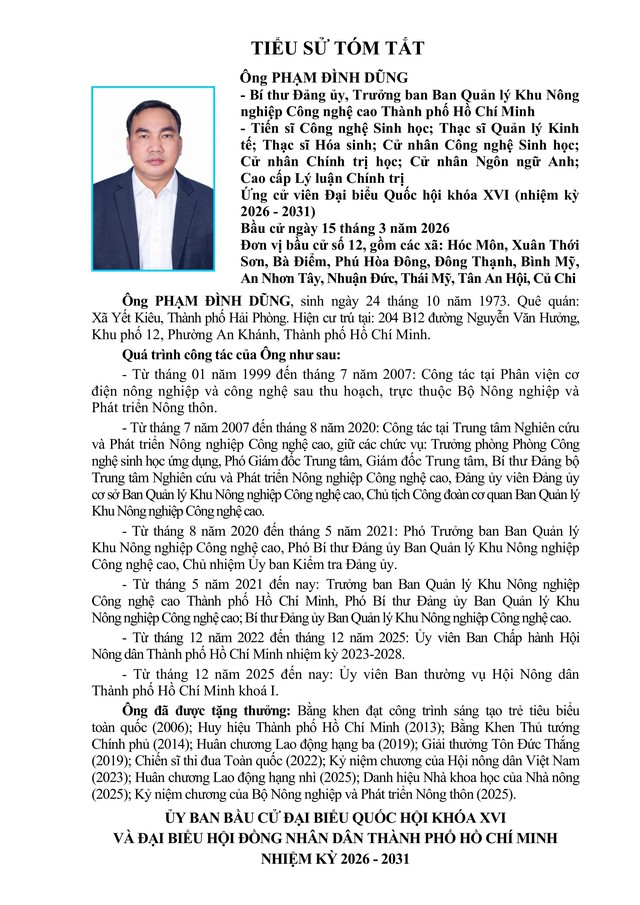 Tóm tắt tiểu sử ông Phạm Đình Dũng ứng cử Đại biểu Quốc hội Khóa XVI - Ảnh 1.