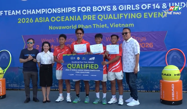 Việt Nam vô địch đồng đội nam vòng sơ loại giải quần vợt U14 ITF - Ảnh 1.