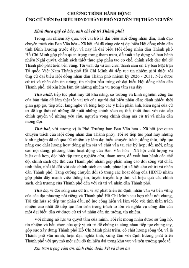 Bà Nguyễn Thị Thảo Nguyên trúng cử Đại biểu Hội đồng nhân dân TP. Hồ Chí Minh Khóa XI nhiệm kỳ 2026 - 2031 - Ảnh 2.