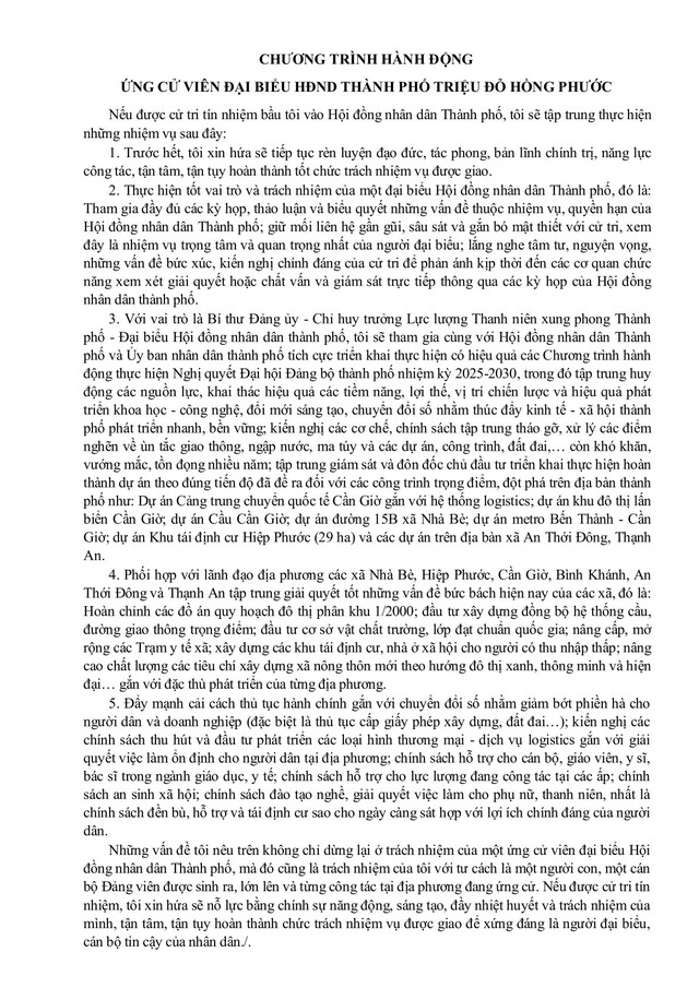 Ông Triệu Đỗ Hồng Phước trúng cử Đại biểu Hội đồng nhân dân TP. Hồ Chí Minh Khóa XI nhiệm kỳ 2026 - 2031 - Ảnh 2.