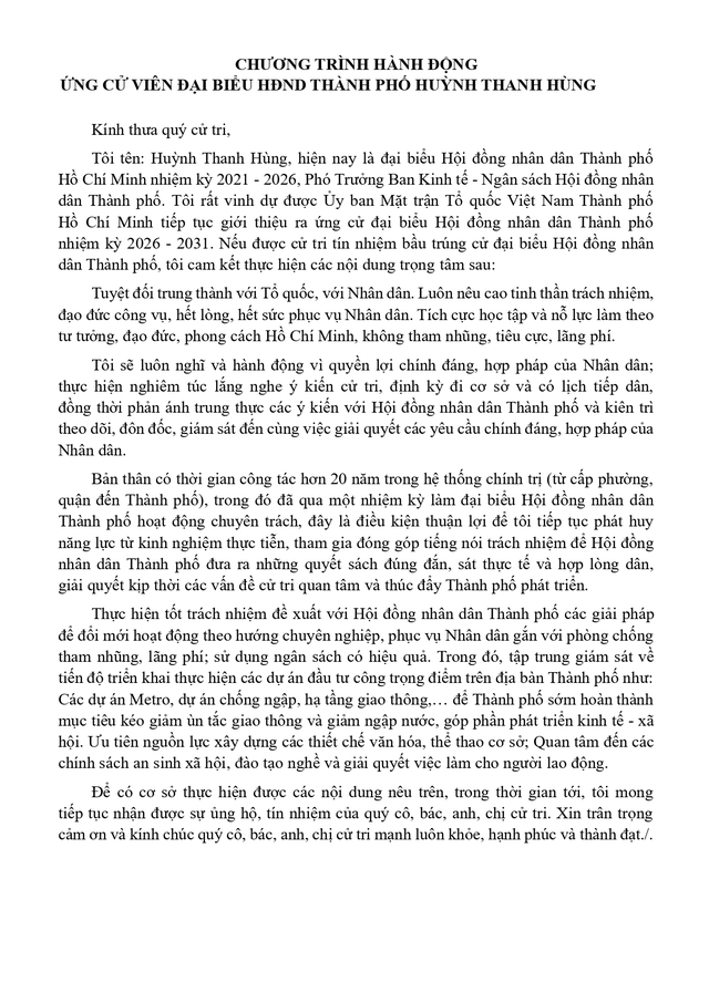 Ông Huỳnh Thanh Hùng trúng cử Đại biểu Hội đồng nhân dân TP. Hồ Chí Minh Khóa XI nhiệm kỳ 2026 - 2031 - Ảnh 1.