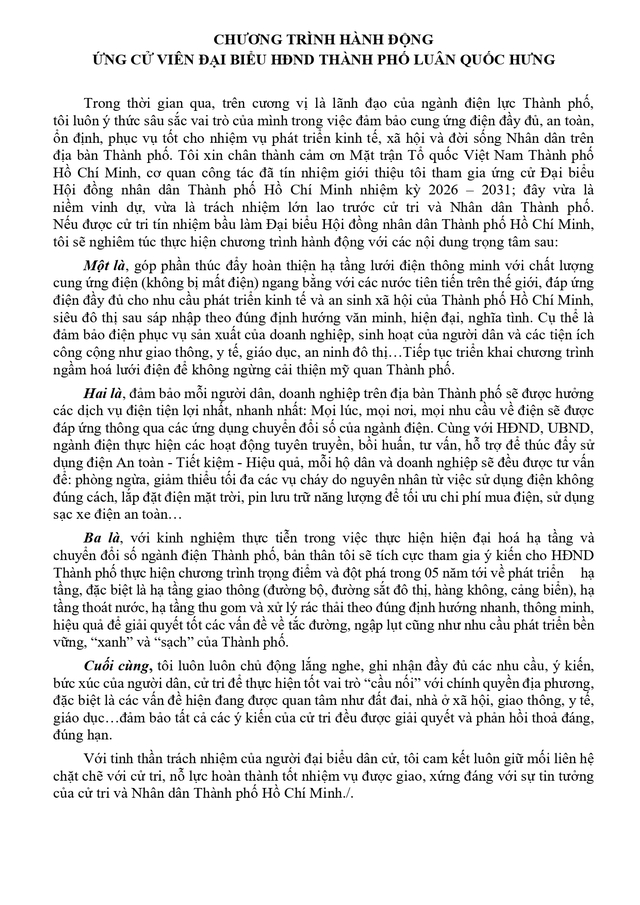 Ông Luân Quốc Hưng trúng cử Đại biểu Hội đồng nhân dân TP. Hồ Chí Minh Khóa XI nhiệm kỳ 2026 - 2031 - Ảnh 1.
