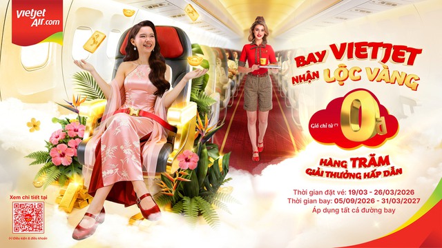 Vietjet triển khai tuần lễ ưu đãi vé 0 đồng, tặng cơ hội trúng vàng 999,9 - Ảnh 1.