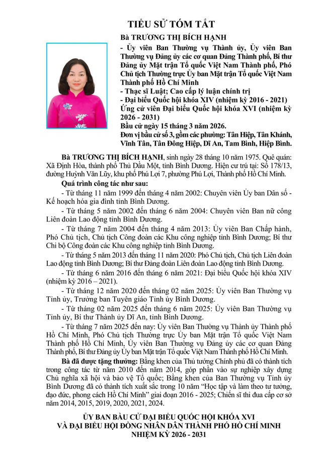 Bà Trương Thị Bích Hạnh trúng cử Đại biểu Quốc hội Khóa XVI  - Ảnh 1.