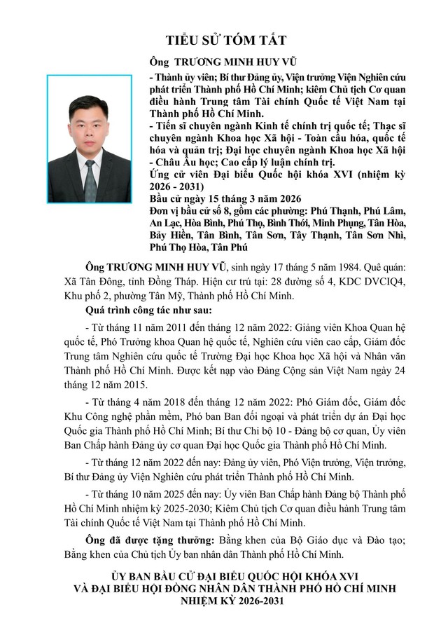 Ông Trương Minh Huy Vũ trúng cử Đại biểu Quốc hội Khóa XVI - Ảnh 1.