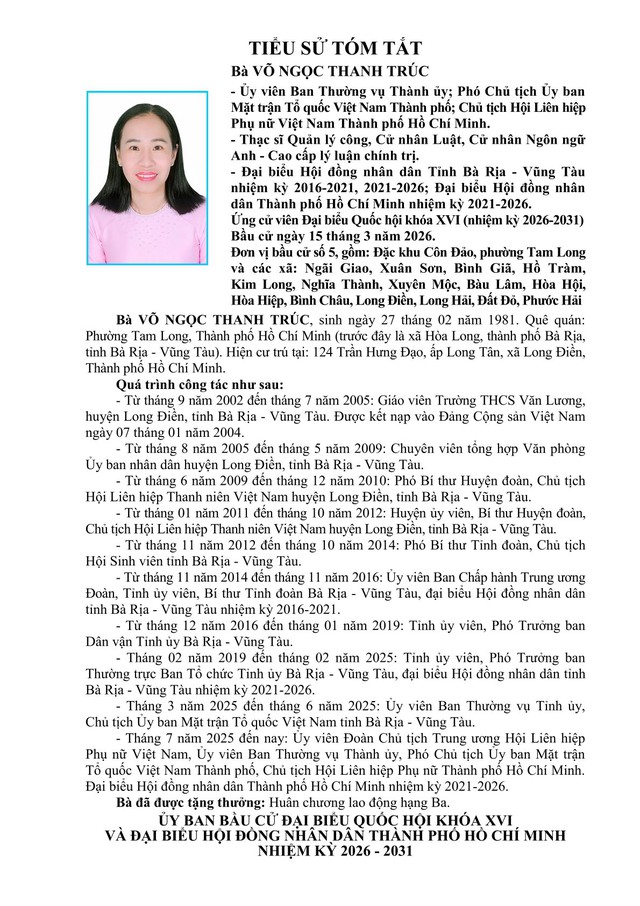Bà Võ Ngọc Thanh Trúc trúng cử Đại biểu Quốc hội Khóa XVI - Ảnh 1.