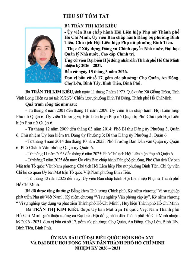 Chương trình hành động Ứng cử viên Đại biểu Hội đồng nhân dân TP. Hồ Chí Minh Khóa XI XXX - Ảnh 1.