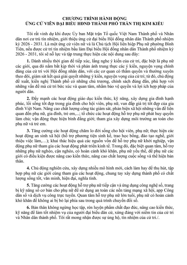 Chương trình hành động Ứng cử viên Đại biểu Hội đồng nhân dân TP. Hồ Chí Minh Khóa XI XXX - Ảnh 2.