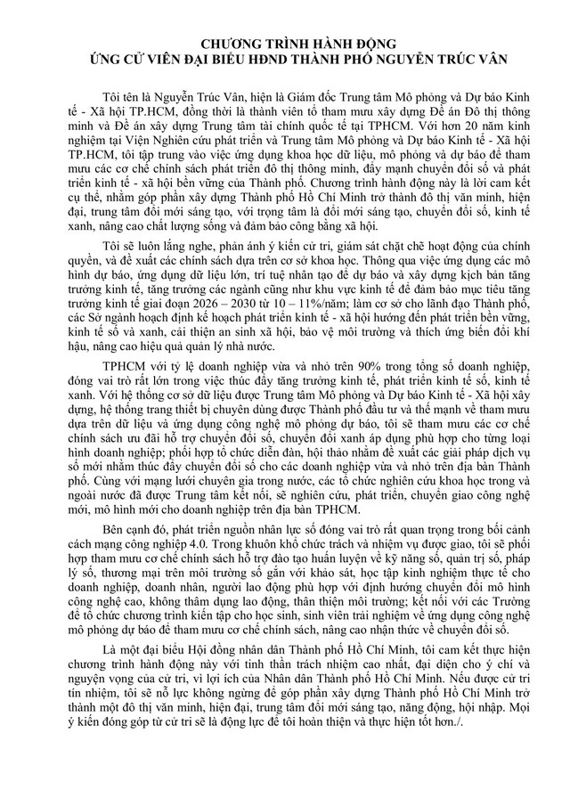 Chương trình hành động Ứng cử viên Đại biểu Hội đồng nhân dân TP. Hồ Chí Minh Khóa XI XXX - Ảnh 2.