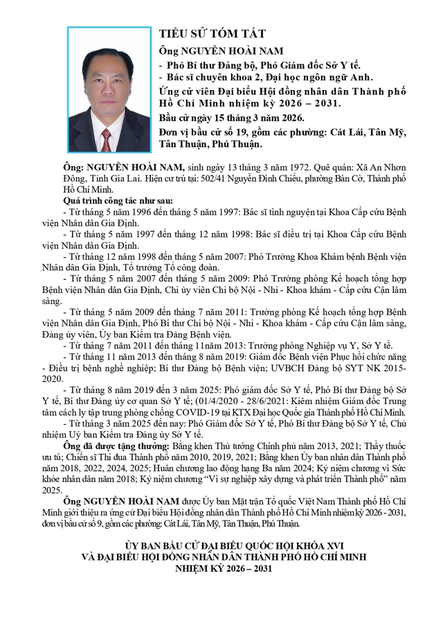 Chương trình hành động Ứng cử viên Đại biểu Hội đồng nhân dân TP. Hồ Chí Minh Khóa XI Nguyễn Hoài Nam - Ảnh 1.