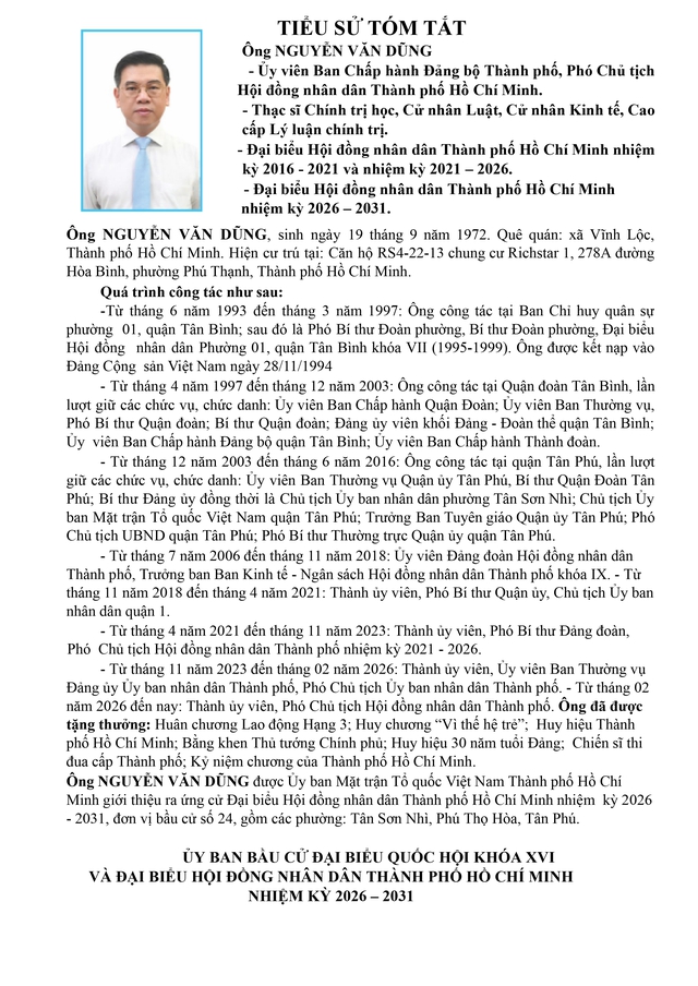 Tóm tắt tiểu sử ông Nguyễn Văn Dũng - Phó Chủ tịch Hội đồng nhân dân Khóa XI- Ảnh 1. Tóm tắt tiểu sử ông Nguyễn Văn Dũng - Phó Chủ tịch Hội đồng nhân dân Khóa XI- Ảnh 1.