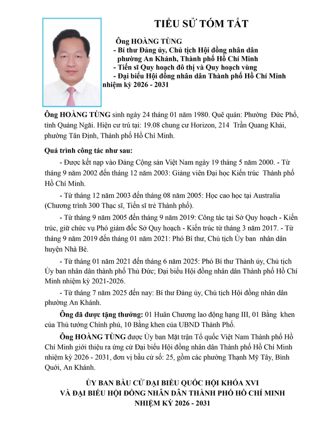 Tóm tắt tiểu sử ông Hoàng Tùng - Trưởng Ban Đô thị HĐND TP. Hồ Chí Minh khóa XI- Ảnh 1. Tóm tắt tiểu sử ông Hoàng Tùng - Trưởng Ban Đô thị HĐND TP. Hồ Chí Minh khóa XI- Ảnh 1.