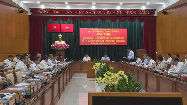 Đoàn kiểm tra số 11 của Bộ Chính trị, Ban Bí thư làm việc với Ban Thường vụ Thành ủy TP. Hồ Chí Minh - Ảnh 1.