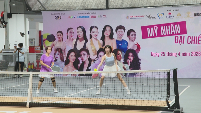 Sôi nổi giải Pickleball "Mỹ nhân đại chiến" - Ảnh 1.