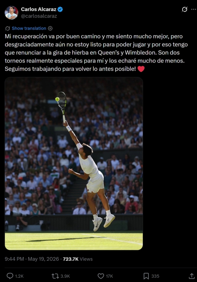 Carlos Alcaraz rút lui khỏi Wimbledon vì chấn thương cổ tay - Ảnh 6.