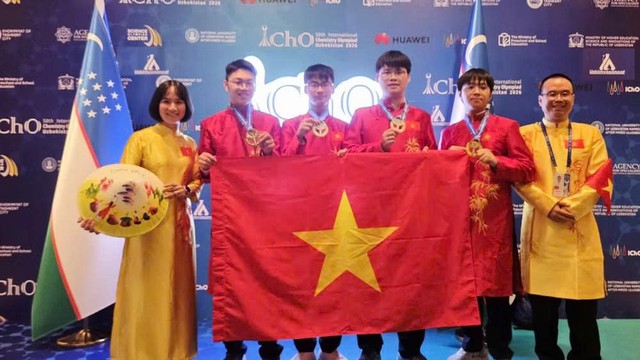 Cả 4 học sinh đội tuyển quốc gia Việt Nam đều đạt Huy chương Vàng Olympic Hóa học quốc tế năm 2026- Ảnh 1.