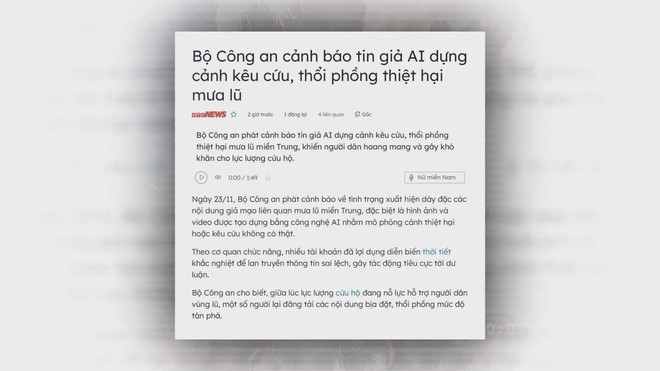 Bộ Công an cảnh báo tin giả do "A.I." dựng để kêu cứu, thổi phồng thiệt hại mùa lũ - Ảnh 1.